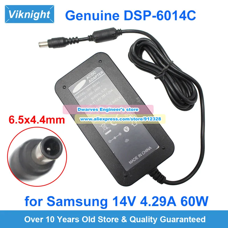 

Оригинальное зарядное устройство для ноутбука DSP-6014C 14 В 4,29 А для блока питания Samsung SYNCMASTER 932, 6,5x4,4 мм