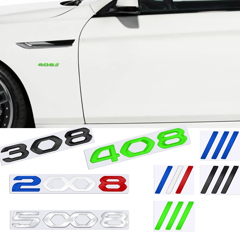 Metal 3D Badge Decorative Strips Logo Car Rear Trunk Body Sticker /// Emblem For Peugeot 2008 3008 4008 5008 208 308 408 508