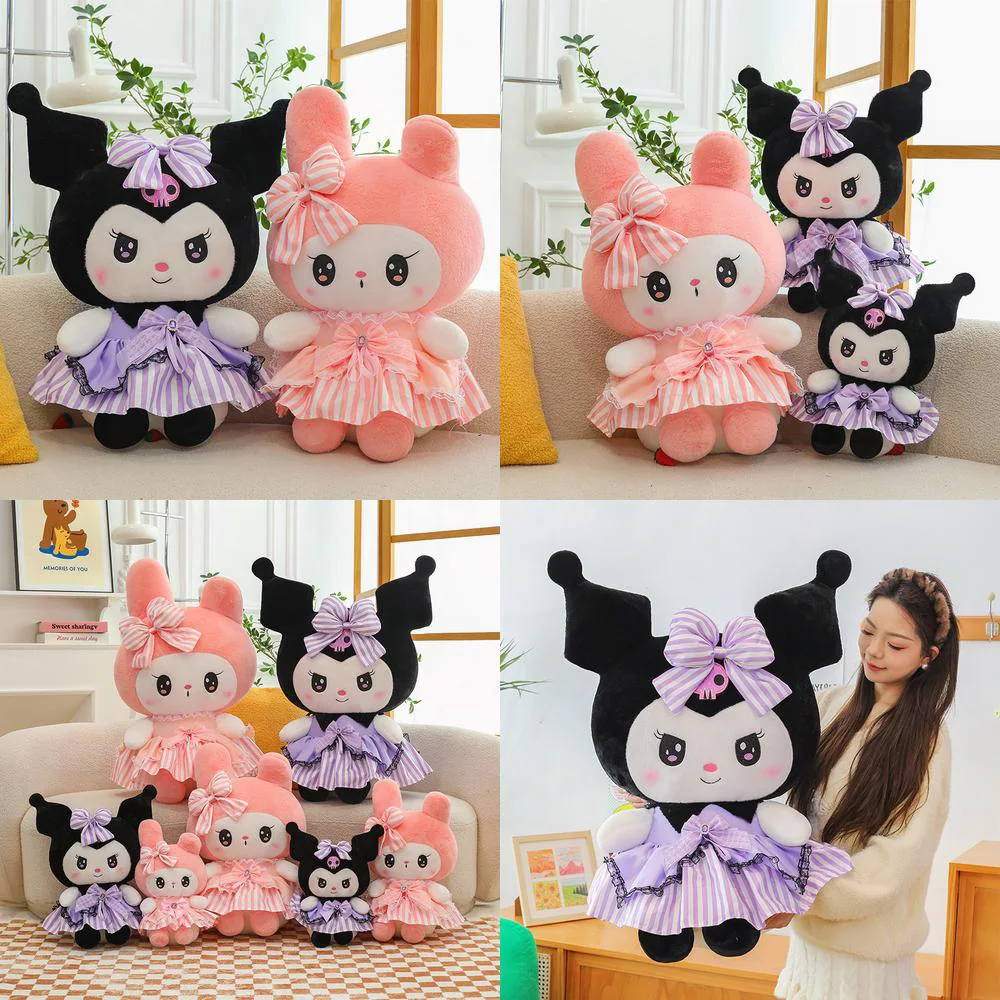 

Kawaii Kuromi Plush Toy Filled Doll Bow Cartoon Melody Stuffed doll Animal Kids Birthday Gift Soft Pillow Doll for Children