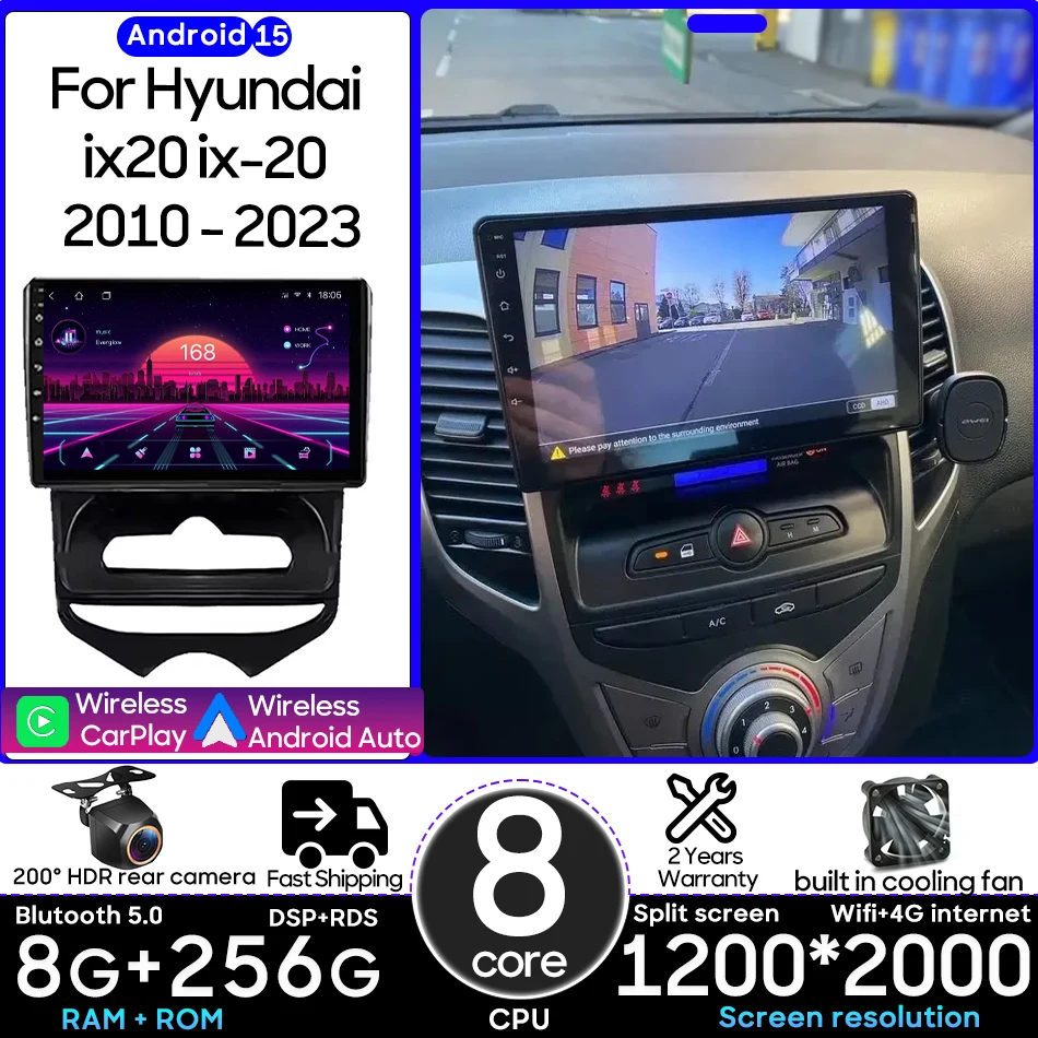 

Android для Hyundai ix20 ix-20 2010-2023 Автомобильный мультимедийный плеер Carplay Авто головное устройство Радио Видео Стереонавигация GPS 2din