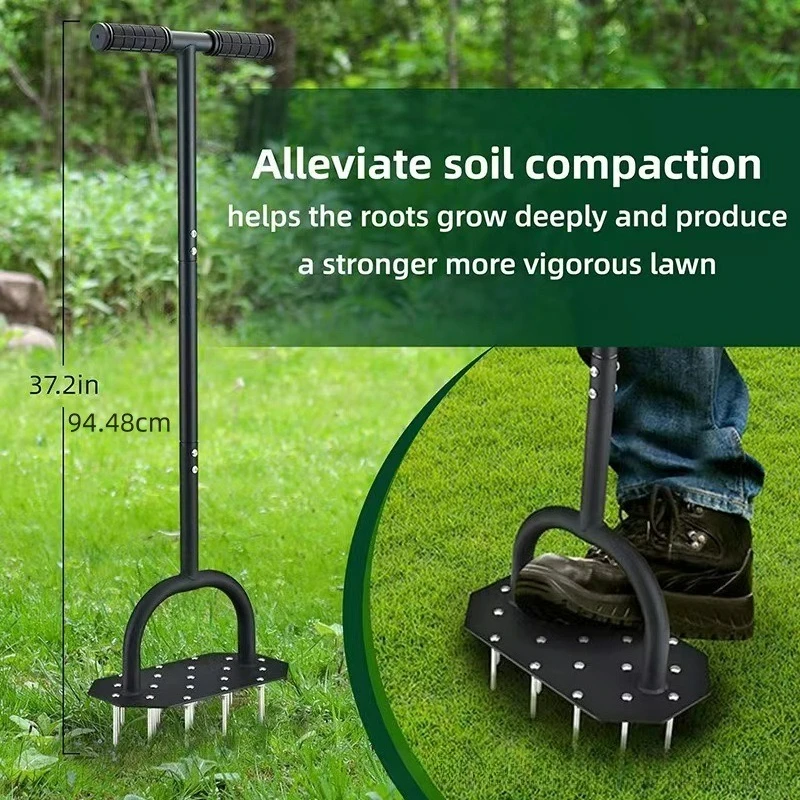 

Outdoor Manual Lawn Aerator Tool Easy-to-Use Aerating Machine with Breathable Punching Frame for Courtyard