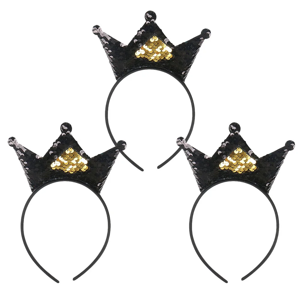 

3 Pcs Headdress Headwear Sequin Hair B Hoop Paillette Hair Hoop Paillette Girls Princess Birthday Party Costume