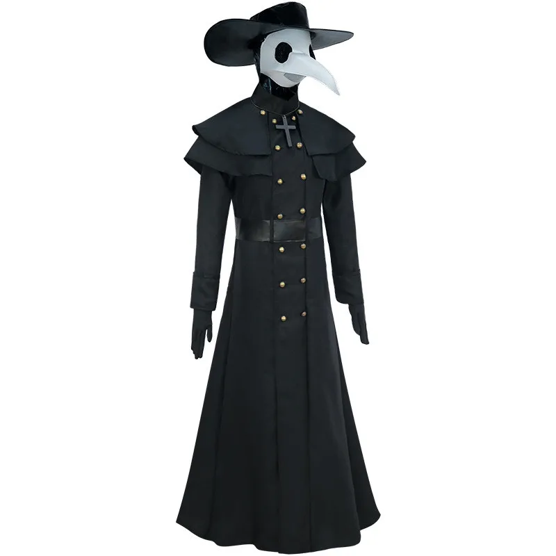 

loween Adult Children's Medieval St Punk Sle Cos Plague Doctor Set Long Beak Mask Costume Velvet Fabric ort Sve