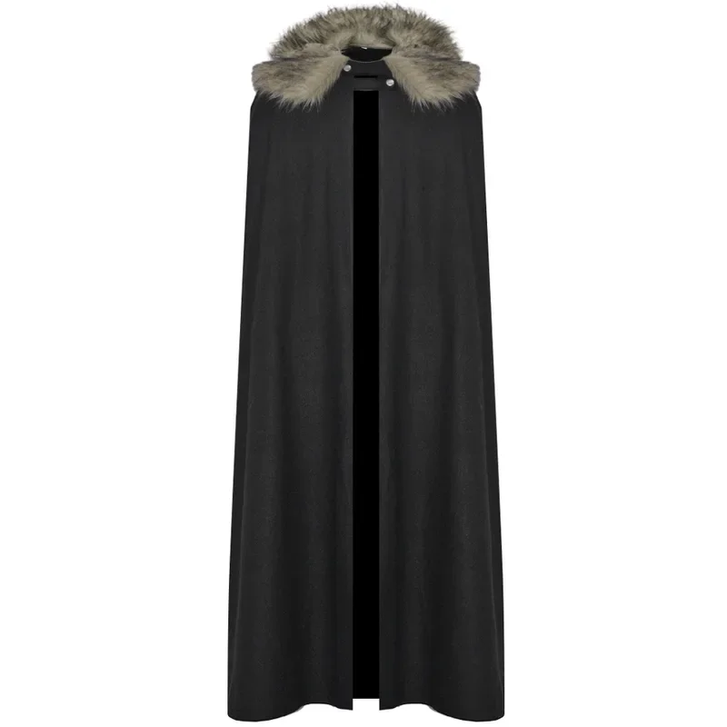 Medieval Men's Fashion Celtic Viking Retro Cape Coat Vintage Ranger Gothic Style Fur Collar Cloak Man Women Halloween Costume *.