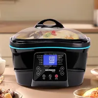 220V Multi Cookers: 5L Large Capacity Fryer, Hot Pot, Air Fryer and Slow Cooker,1500W High Firepower Baking and Stewing