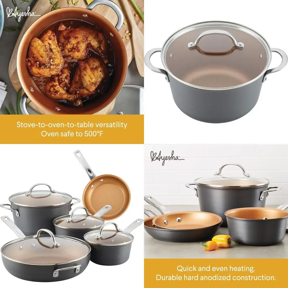 

9-Piece Charcoal Gray Hard Anodized Nonstick Cookware Set by Curry Kitchenware: Home Collection