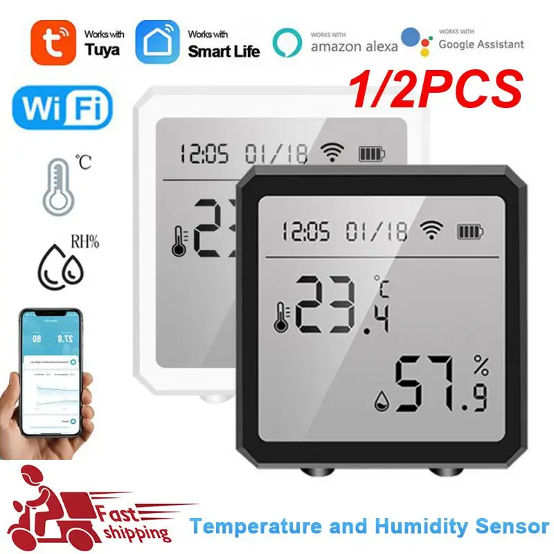 

1/2PCS Tuya Smart WIFI Temperature And Humidity Sensor Indoor Hygrometer Thermometer With LCD Display Support Alexa