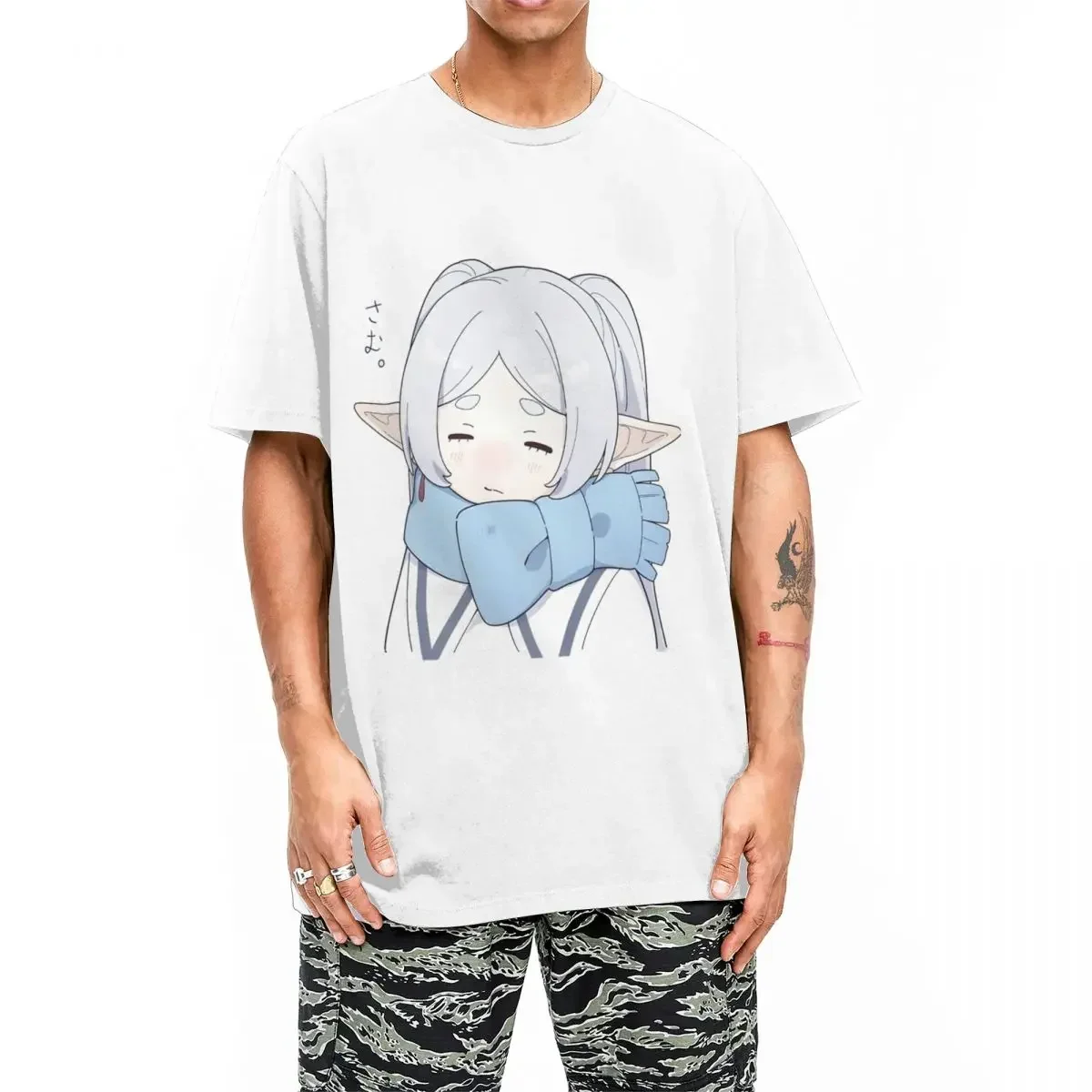 Camisetas casuais Frieren Serie Anime masculinas e femininas de manga curta com gola redonda e verão