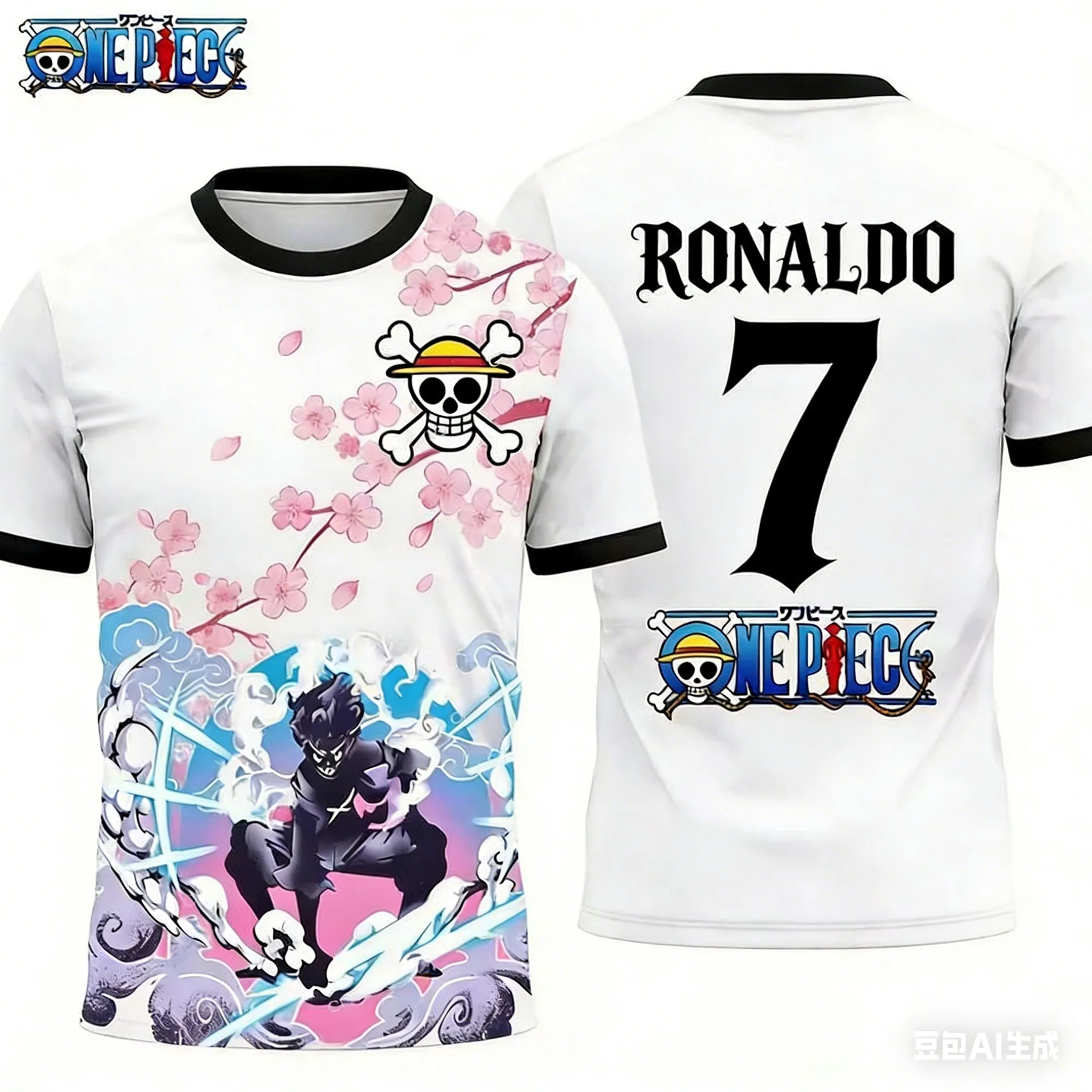 Camiseta de Fútbol Edición Especial Luffy de One Piece 2026, Número 7 Ronaldo, Camiseta Deportiva de Secado Rápido para Hombre, Camiseta Deportiva para Exteriores