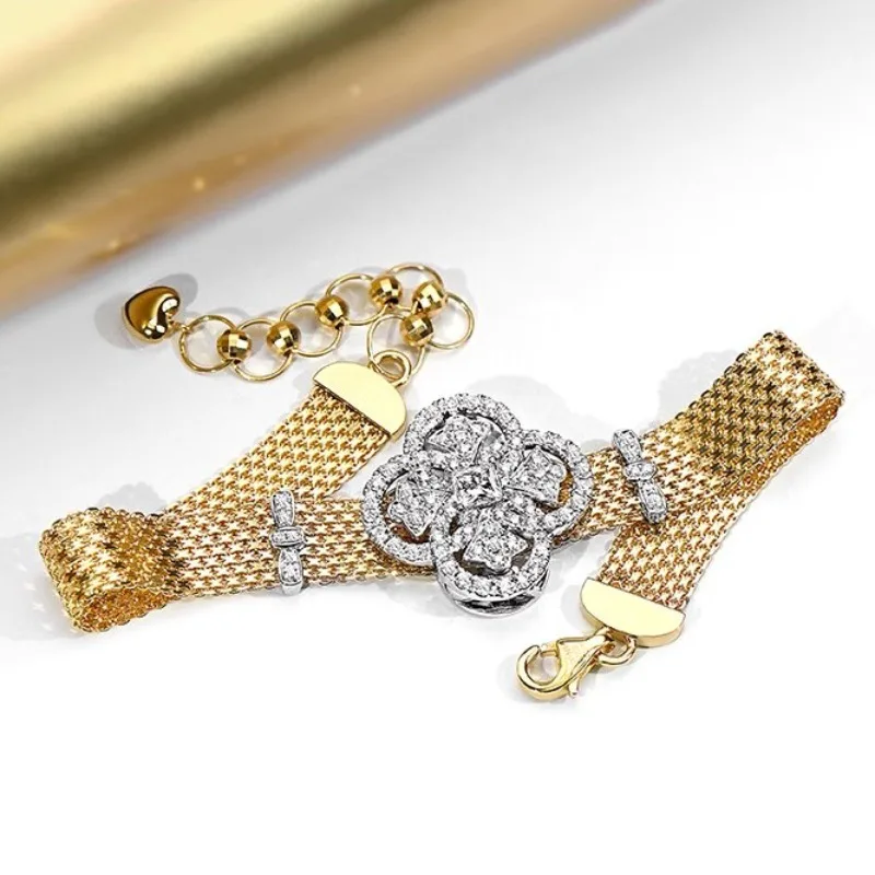 Women's Vintage Luxury Jewelry Italian Lace Craft Retro Palace Style Bracelet High-end Two-color Accessories Party Holiday Gift
