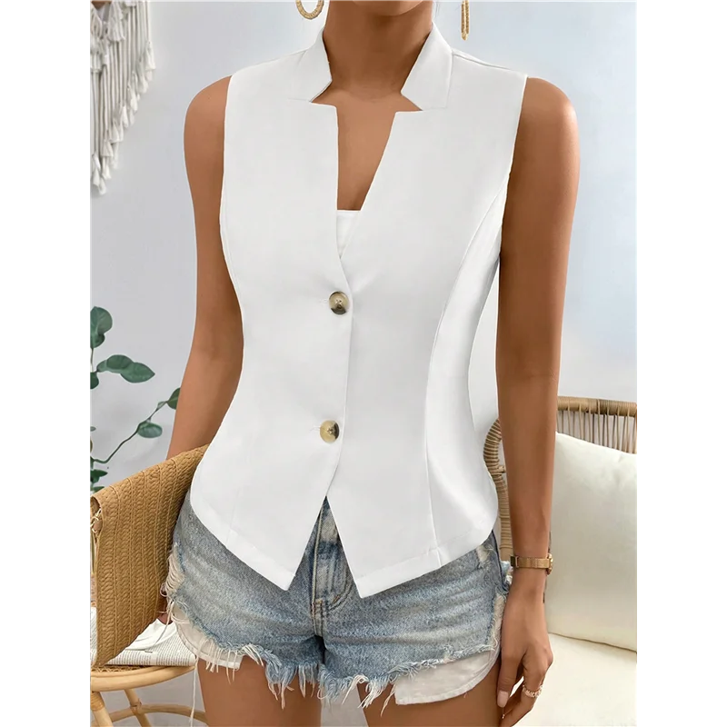 

ABRT-Women's 2025 Summer Sleeveless Vest Casual Fully-Lined Slim Work Fashion Petite Elegant Tops
