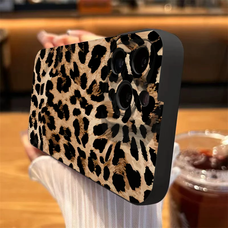 Leopard Print Pattern Case For iPhone 17 16 15 Pro Max Case For iPhone 17E 16 15 Plus 14 13 12 11 Shockproof Soft Silicone Cover