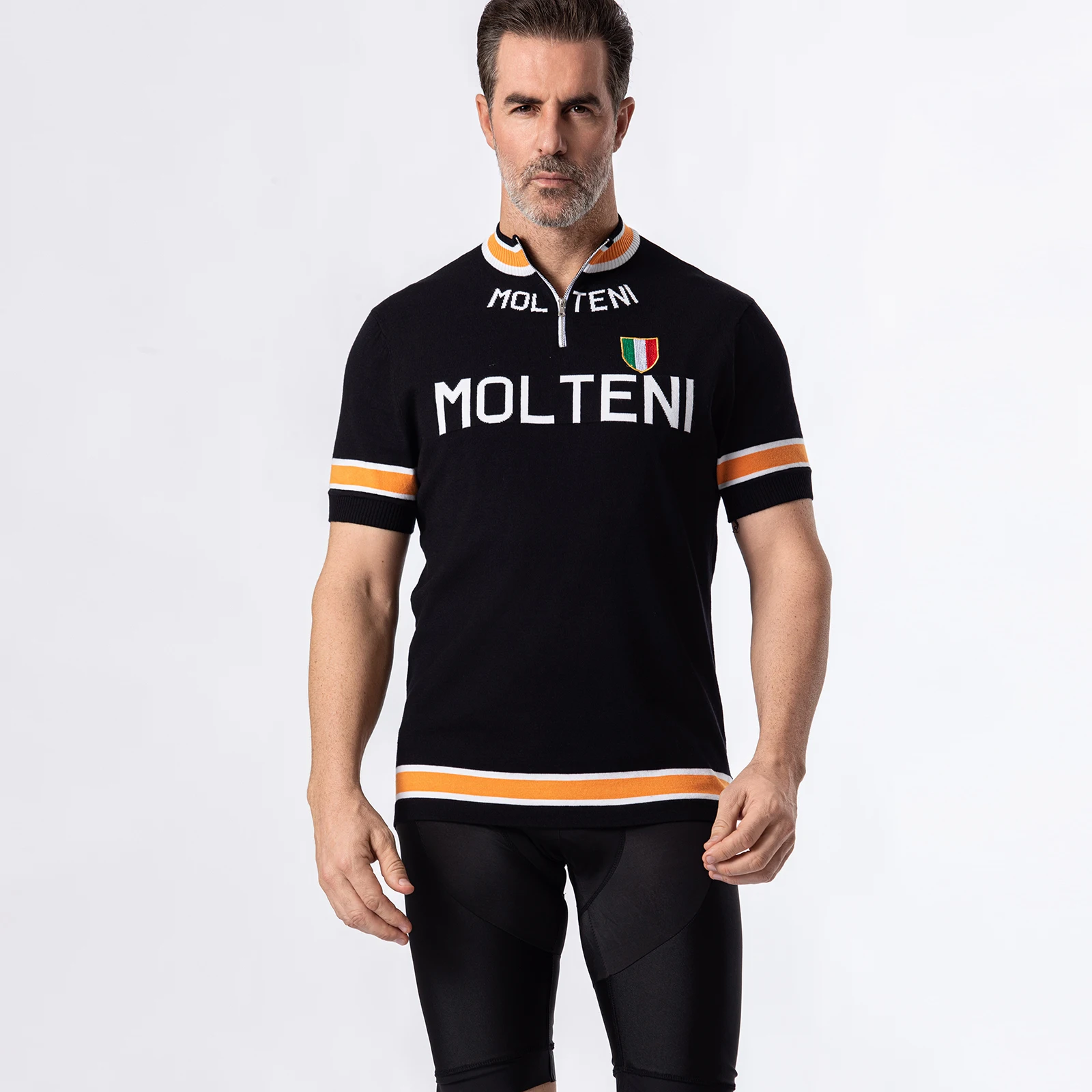 

MOLTENI 1972 Retro Black Merino Wool Red Cycling Jersey Bike MTB Road Wear Top Classics