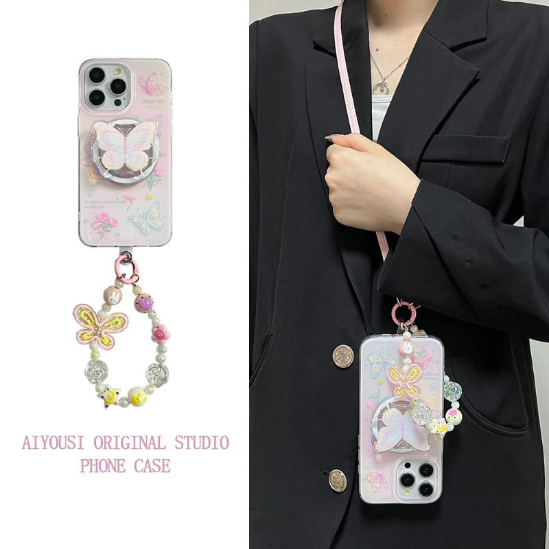 

Girls heart colorful butterfly magnetic case for apple 15pro phone case iphone 14promax 13promax anti fall