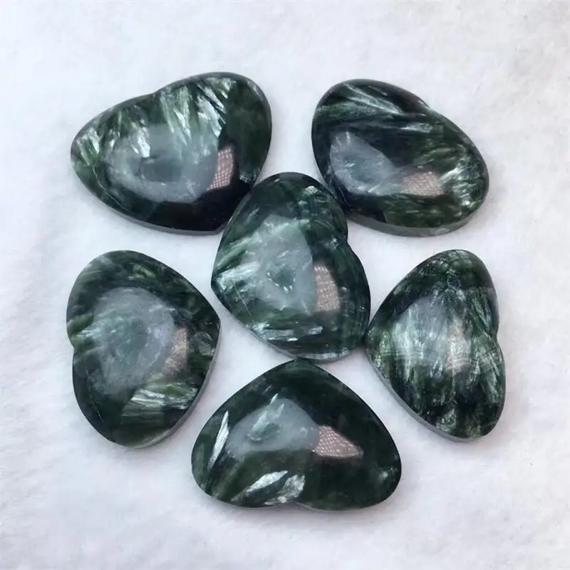 Natural Seraphinite Heart Pendant Healing Reiki DIY Jewelry Accessories Holiday Gift 1PCS 32-38MM