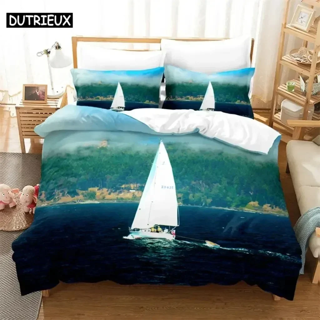 

Luxury New 3D Print Seaside Beach Bedding Set Single Twin Double Queen King Cal King Size Bed Linen Set