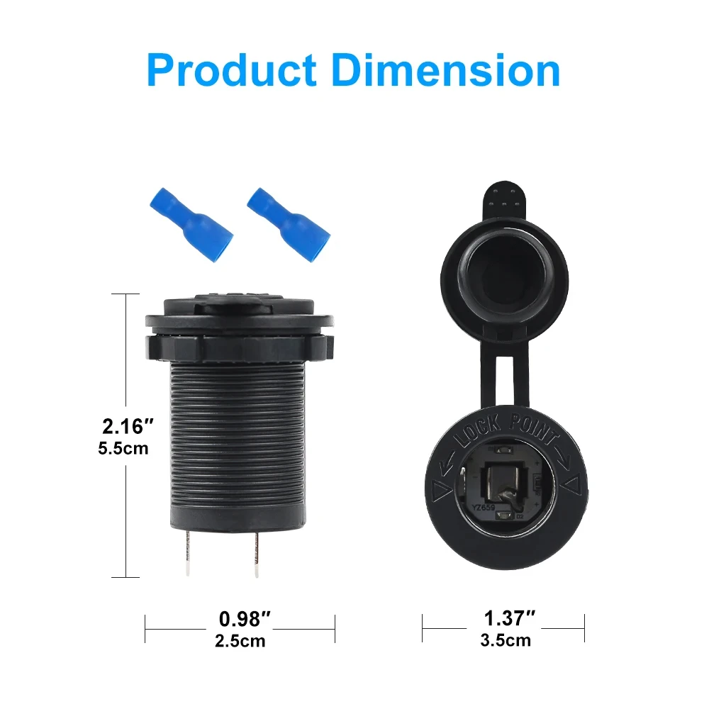 4 Colors Cigarette Lighter Socket 12V-24V Waterproof Plug Power Outlet Adapter Car Accessories for Marine Boat Motorcycle Truck
