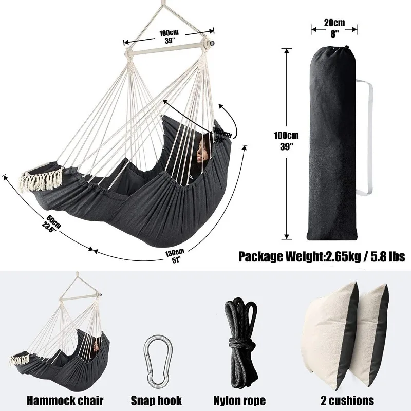 Indoor Hanging Hammock Swing Chair With Bead Tassel Bedroom Hanging Swing Chair