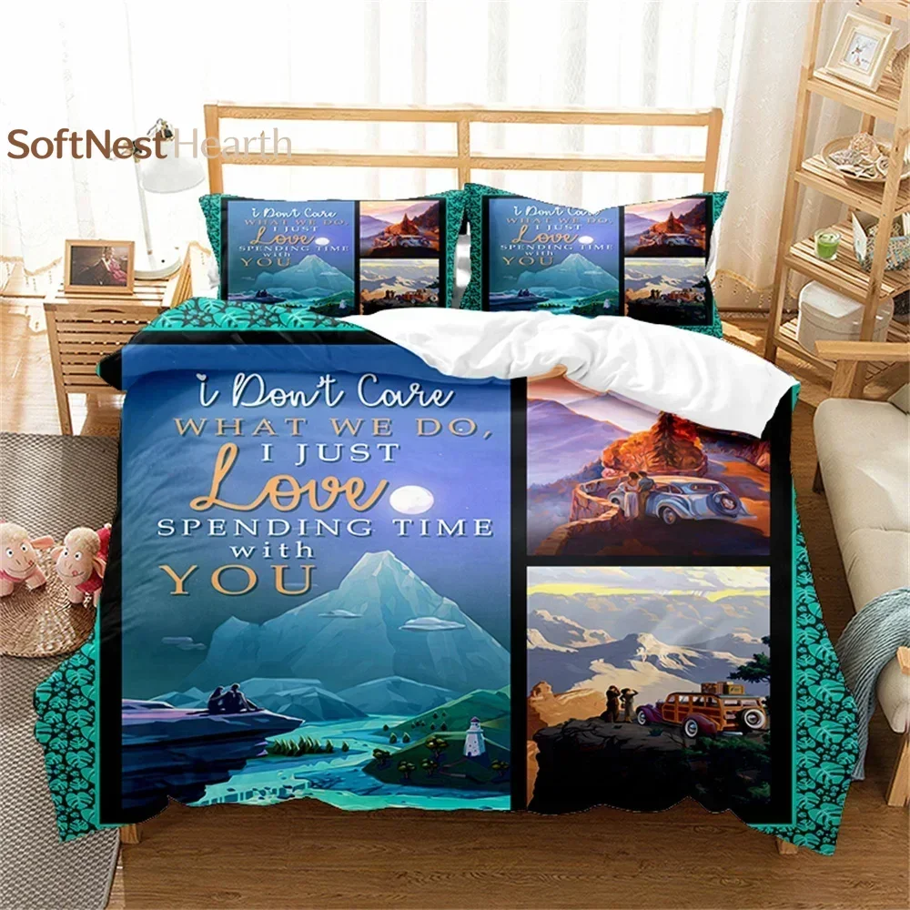 2026 Natural Landscape King Queen Duvet Cover Campfire Camping Bedding Set Teen Adults Night Sky Forest Scenery Polyester Quilt
