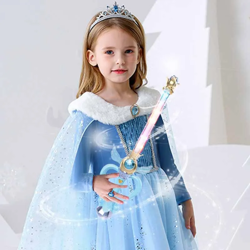 Girls Play House Toy With Lights Music Magic Wand Angel Wings Electric Fairy Magic Wand Princess Flash Wand Girls Birthday Gifts