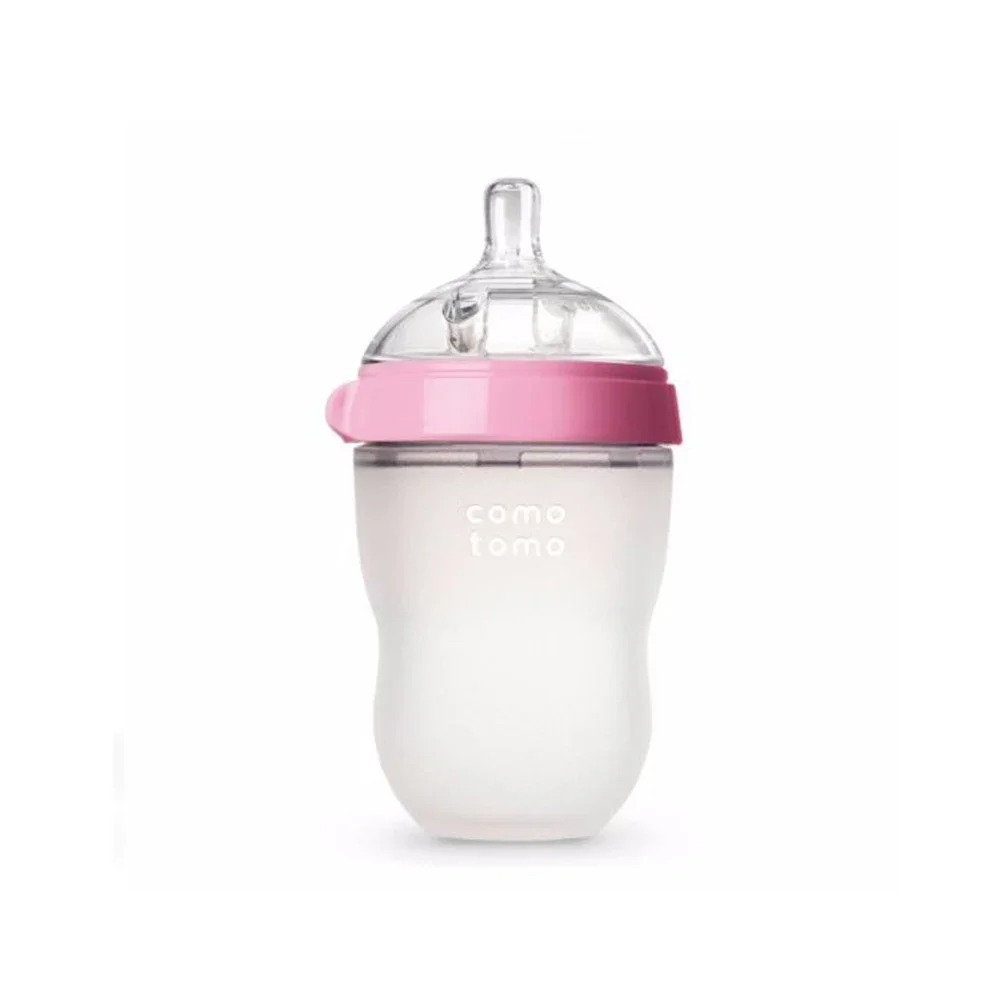 Biberón de silicona para bebé, botella de alimentación sin BPA, color verde/rosa, 5 oz y 8 oz, 2 paquetes