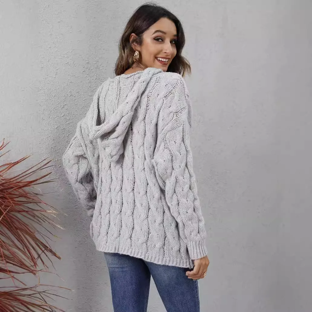 Sweaters Women's Thick Knitted V-neck Fashionable Loose Pullover Sweater Retro Street Style