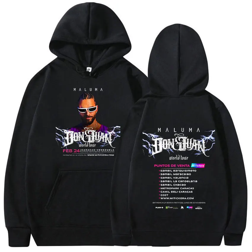 Rapper Maluma Don Juan World Tour 2024 New Hoodie Men Hip Hop Fashion Oversized Sweatshirt Unisex Loose Clothing Pullover Hooded