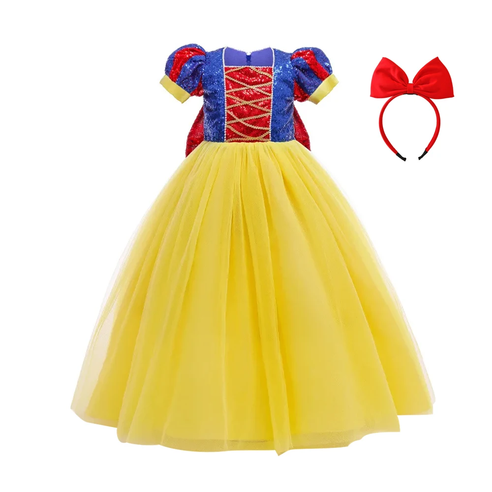 

Girls Princess Dress With Accessories Carnival Cosplay Party Lace Ball Gown Children Birthday Clothing 3-10Y