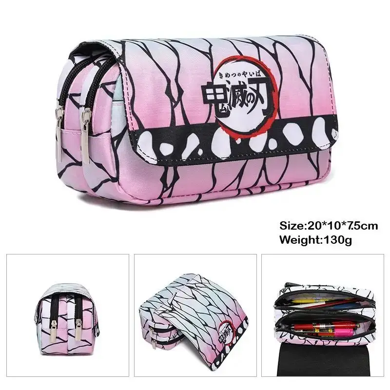 3D New Peripheral Animation Demon Slayer Double-layer Pen Bag Tanjiro Elementary and Middle School Student Cartoon Pen Bag