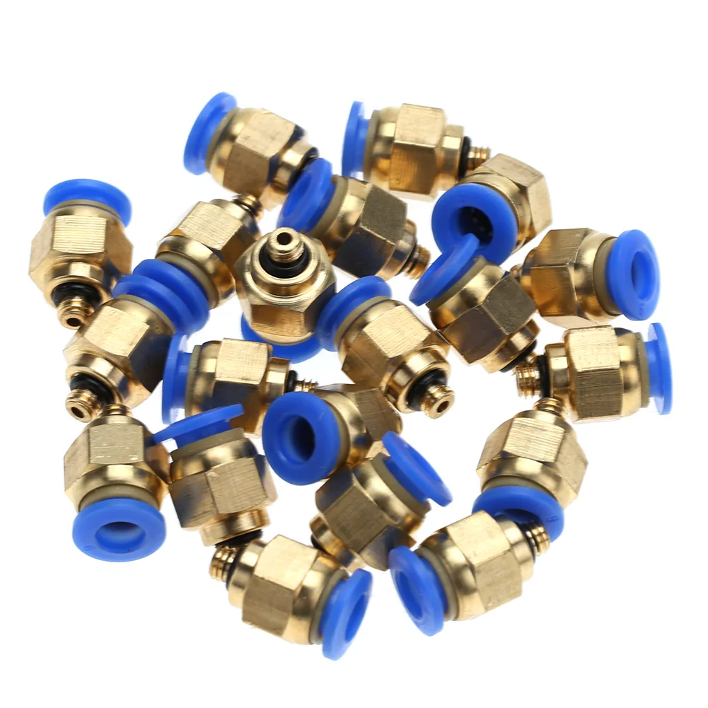 4mm Air Pipe Pneumatic Quick Fittings Male Thread Straight Push In Connector (PC4-M5 20pcs)