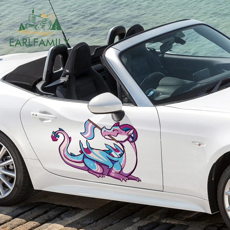

EARLFAMILY 43cm x 30.4cm for Transgender Pride Flag Dragon Car Stickers Waterproof Vinyl Decals Scratch-Proof JDM Decoration
