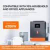 POWMR 6200W 48V 하이브리드 태양광 인버터 및 MPPT 120A 태양광 충전 컨트롤러가 포함된 4200W 24V 오프 그리드 순수 사인파 인버터 3