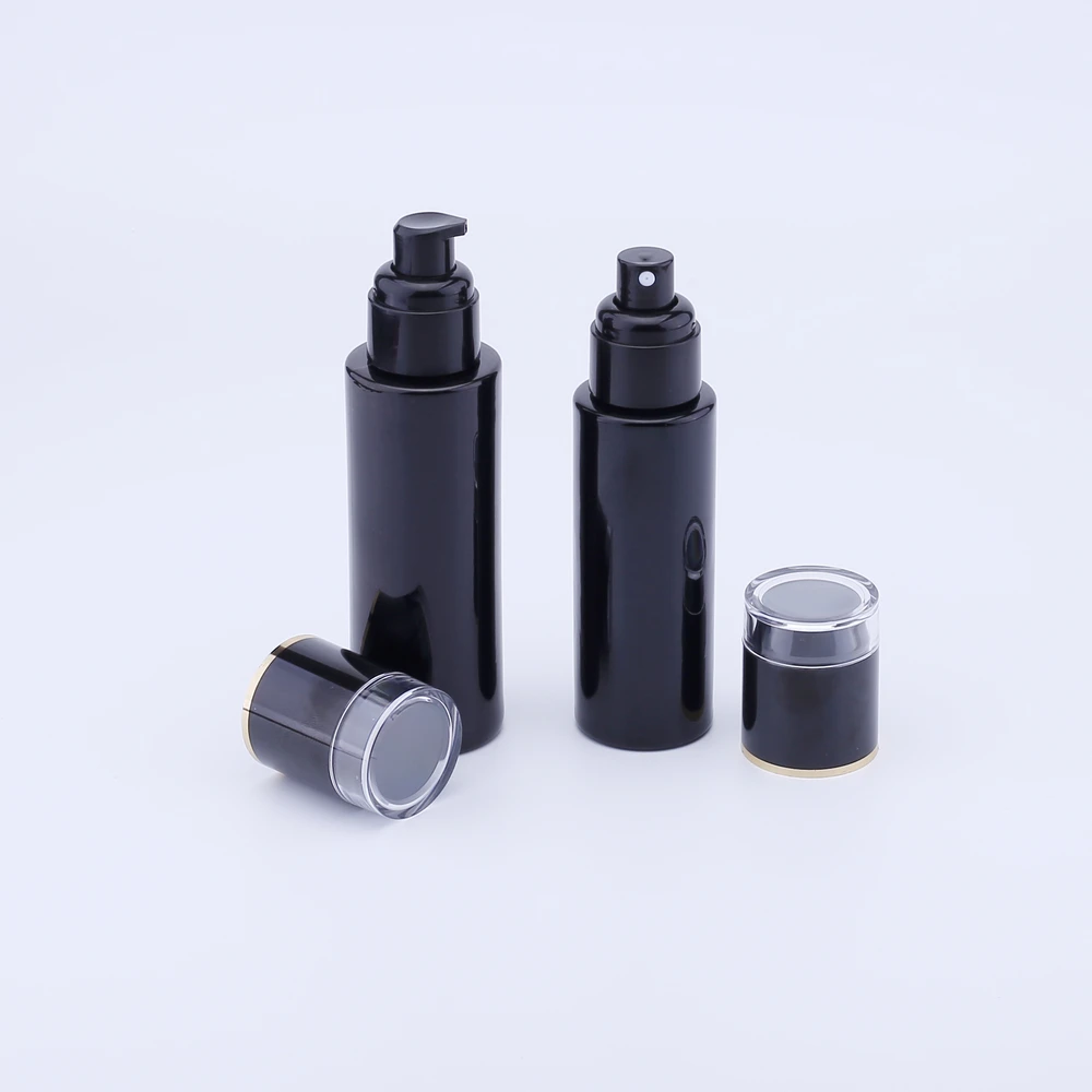 

10pcs 20ML 30ML 40ML 60ML Lotion Pump Bottle 80ml 100ml 120ml Beauty Empty Black Perfume Glass Bottles Container Case Refillable