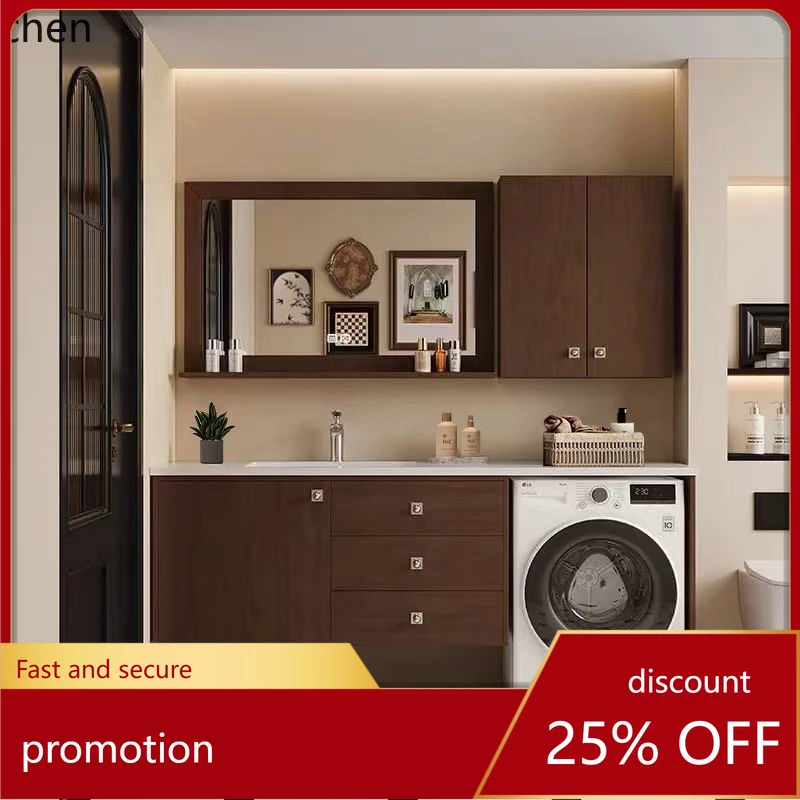 

HT Washing Machine Bathroom Cabinet Combination Oak Slate Bathroom Balcony Cabinet