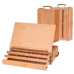 Easel desktop Desktop storage box Painting box oil painting box Scaffolding multi-functional wooden drawer painting tool folding