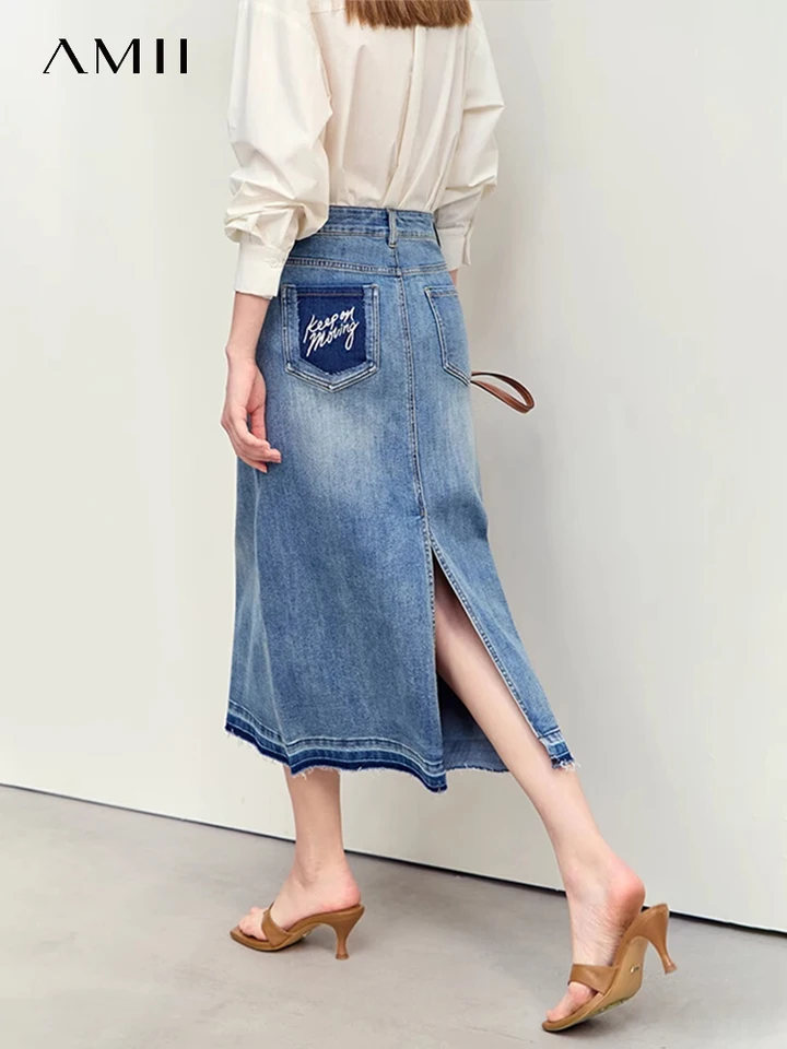 AMII Denim A-Line Summer Skirt for Women