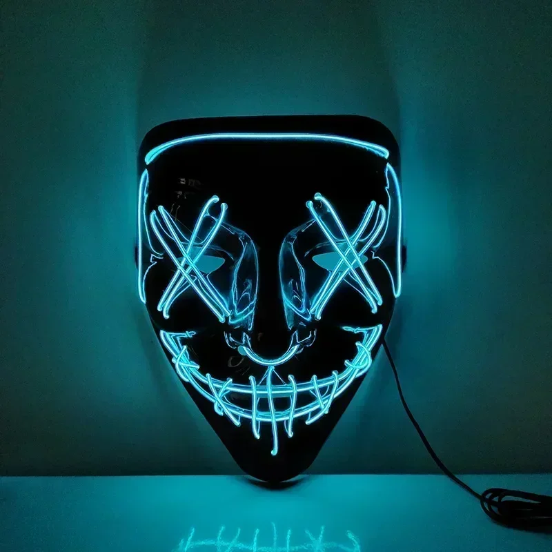 Halloween Scary Glowing Mask, Wireless LED Luminous Purge Mask, Horror Neon Light UpCosplay Party Masks, Fstival Funny Mask