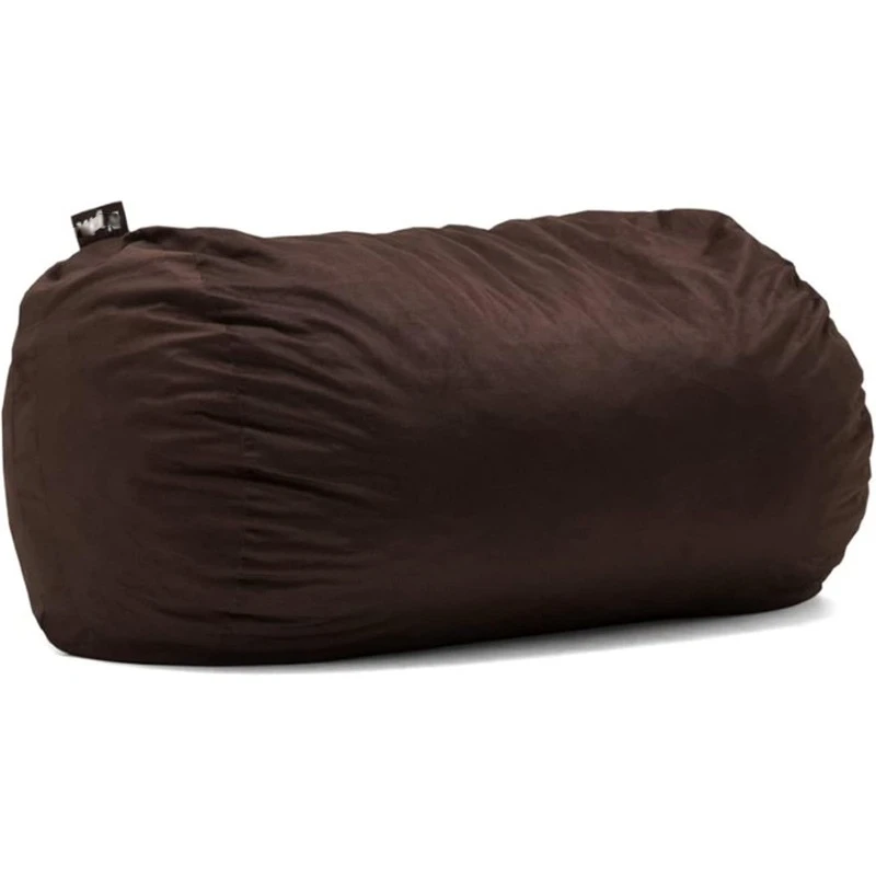 Fuf Media Lounger Foam Filled Bean Bag Chair with Removable Cover, Cocoa Lenox, Durable Woven Polyester, 6 feet Giant