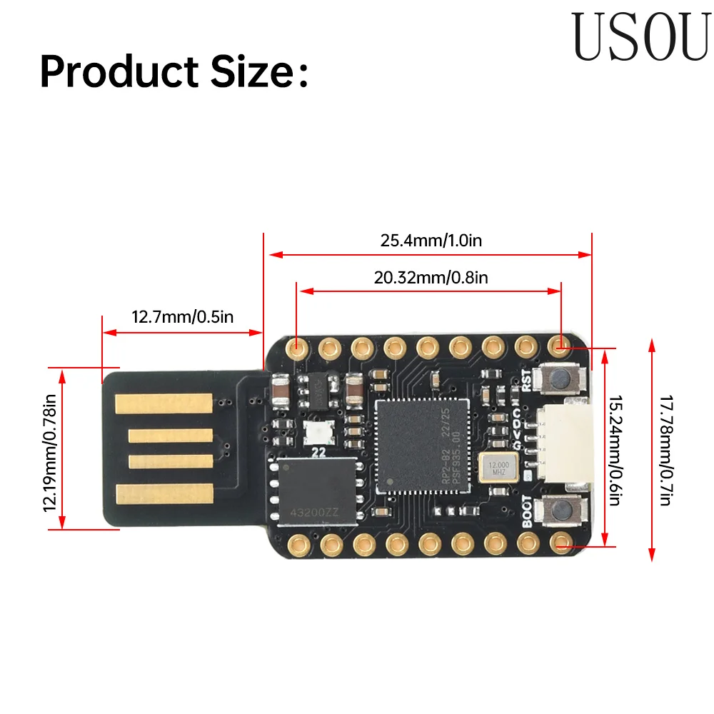 4MB 16MB MINI USB RP2040 Microcontroller Development Board for Raspberry Pi Dual Core ARM Cortex M0 + 264KB SRAM