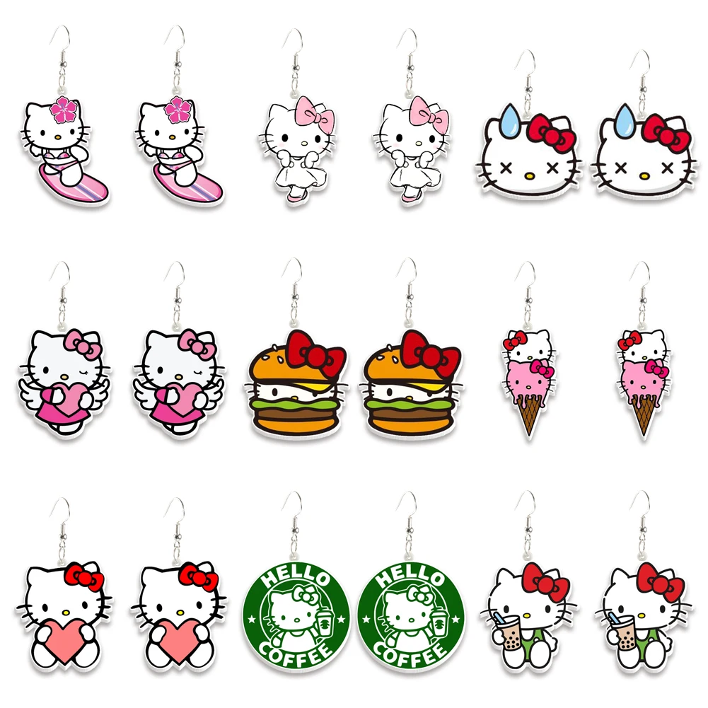 Sanrio Hello Kitty Super Cute Earring Hook Cute Pendant Earrings Girl Collection Accessories Kids Party Gift Daughter's Gift