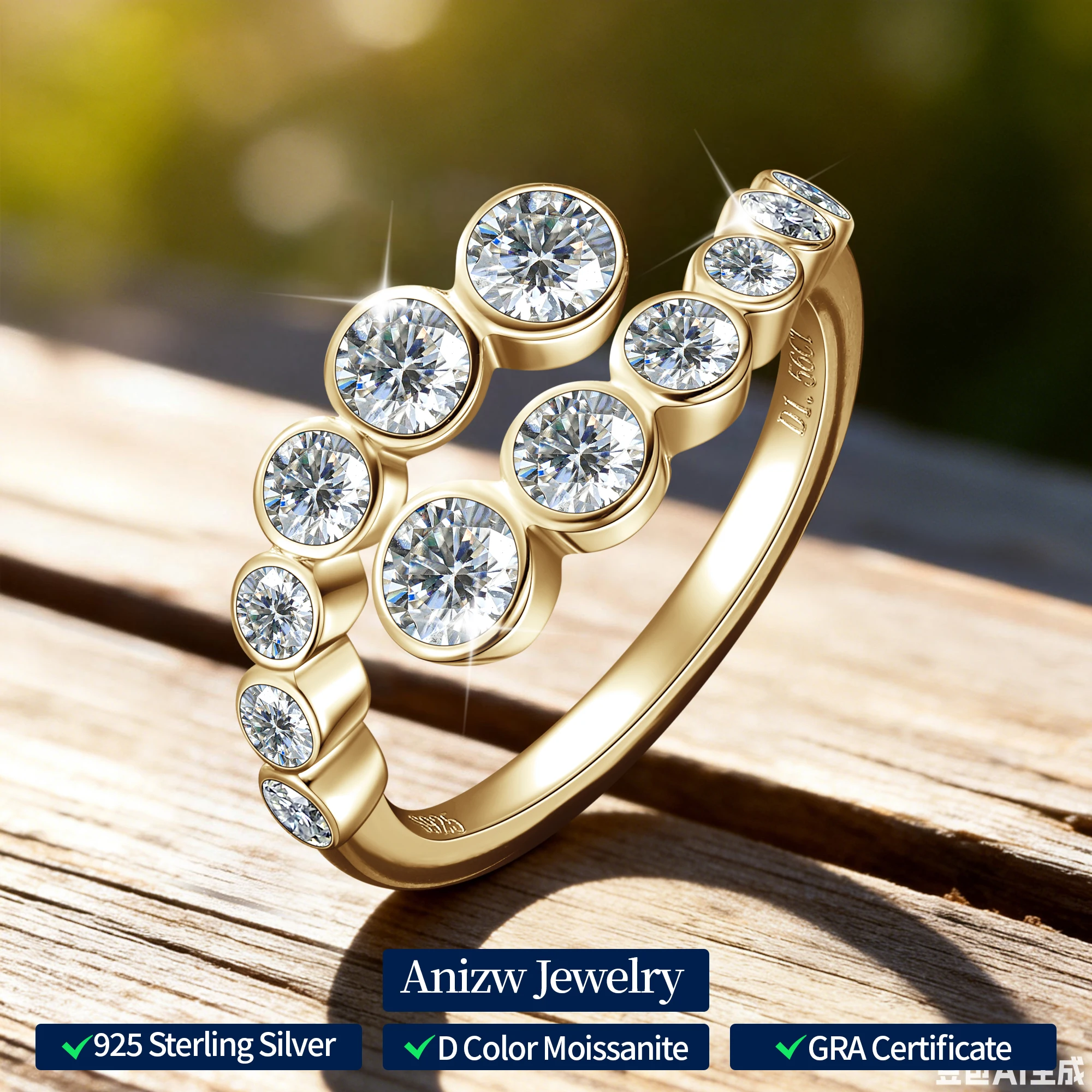 

Кольцо Anziw из серебра 925 пробы с муассанитом, женское, с 12 камнями, 1.56 карата, сверкающее, с витым ободком, для свадьбы и помолвки