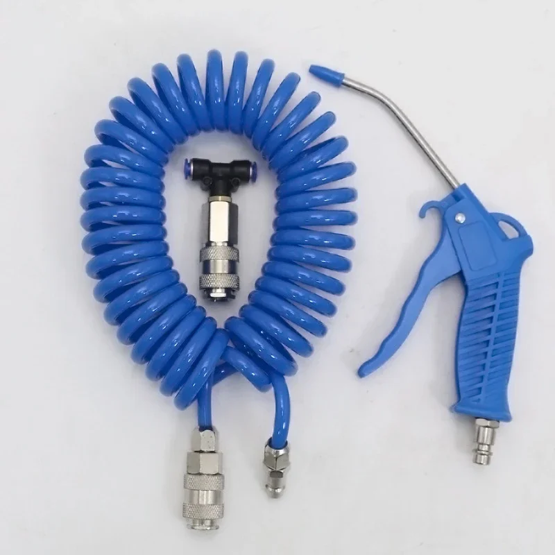 4x6mm Heavy Duty Air Dust Blow Gun Kit, 50cm Long Pneumatic Coiled TPU Hose Air Duster Gun Remover for Air Compressor