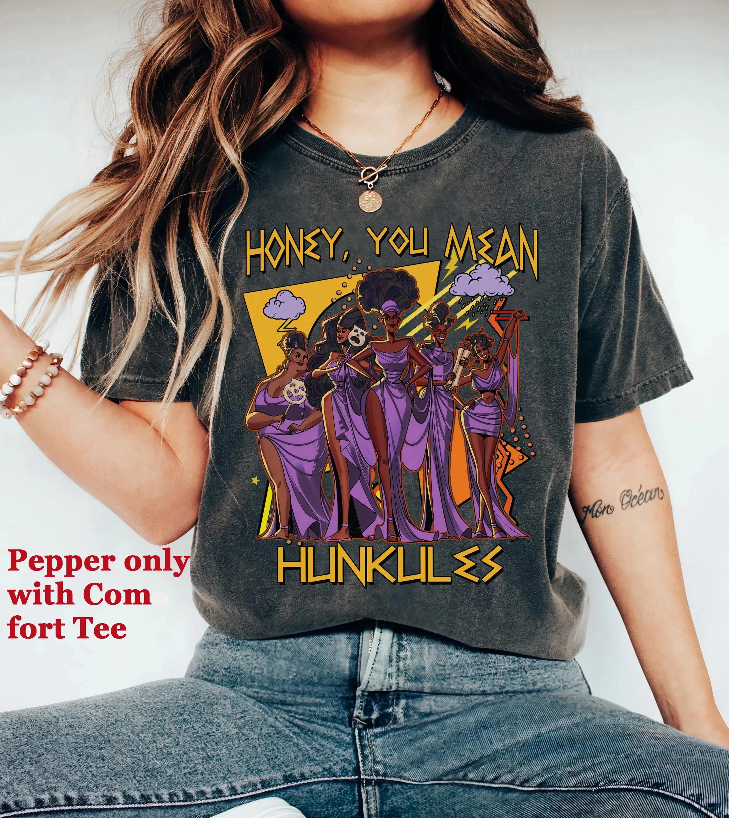 تي شيرت ديزني هرقل 1997 Muse Girls Honey You Mean Hunkles Retro 90s، قميص عائلة ديزني لاند، المملكة السحرية، هدية عيد ميلاد