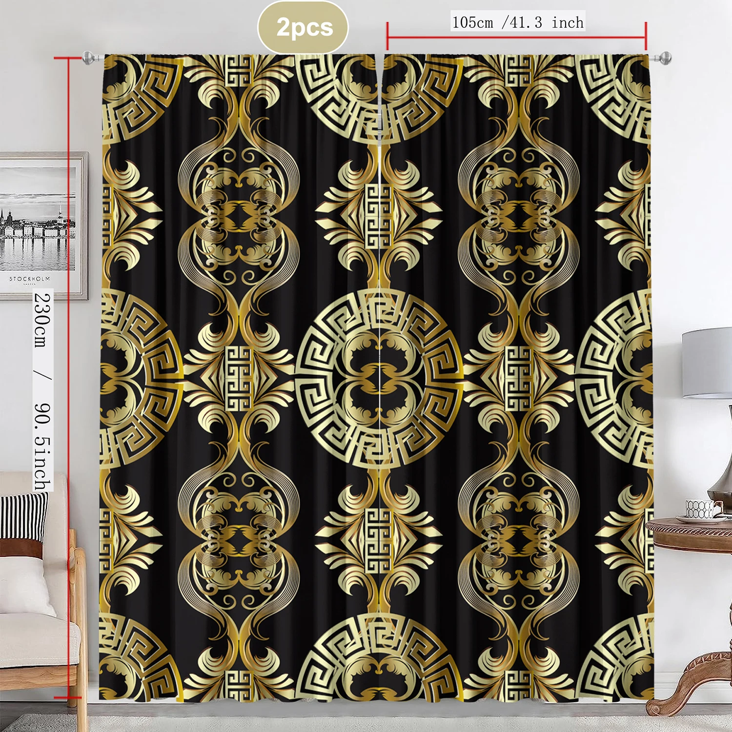 2PC Home Decoration Curtains, Vintage Totem With Pole Pocket Curtains, Kitchen, Coffee Shop,Living Room, Balcony, Garden