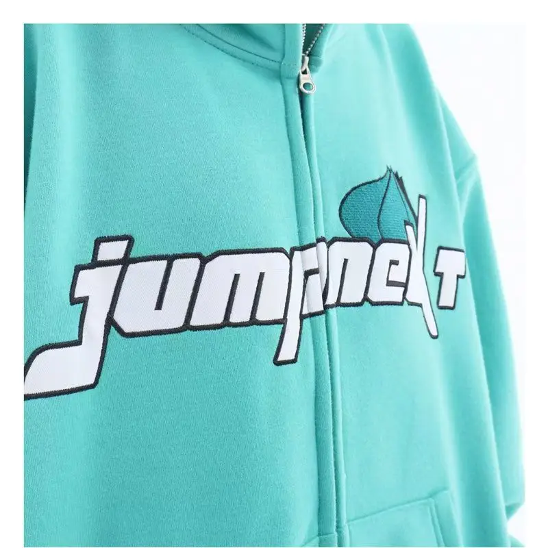 

2026 New Gothic Design Trendy Loose Hoodie with Zipper Up To Top Spring and Autumn Street Hooded Zipper Hoodie