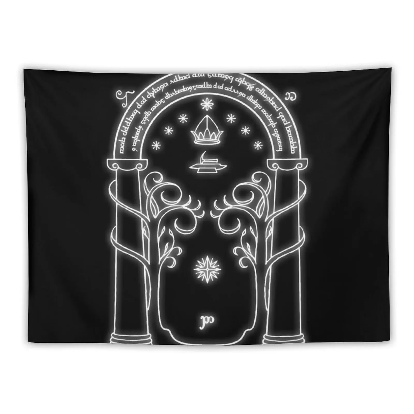 Mines of Moria Door Tapestry Bedroom Decoration Carpet Wall Aesthetic Room Decor Tapestry