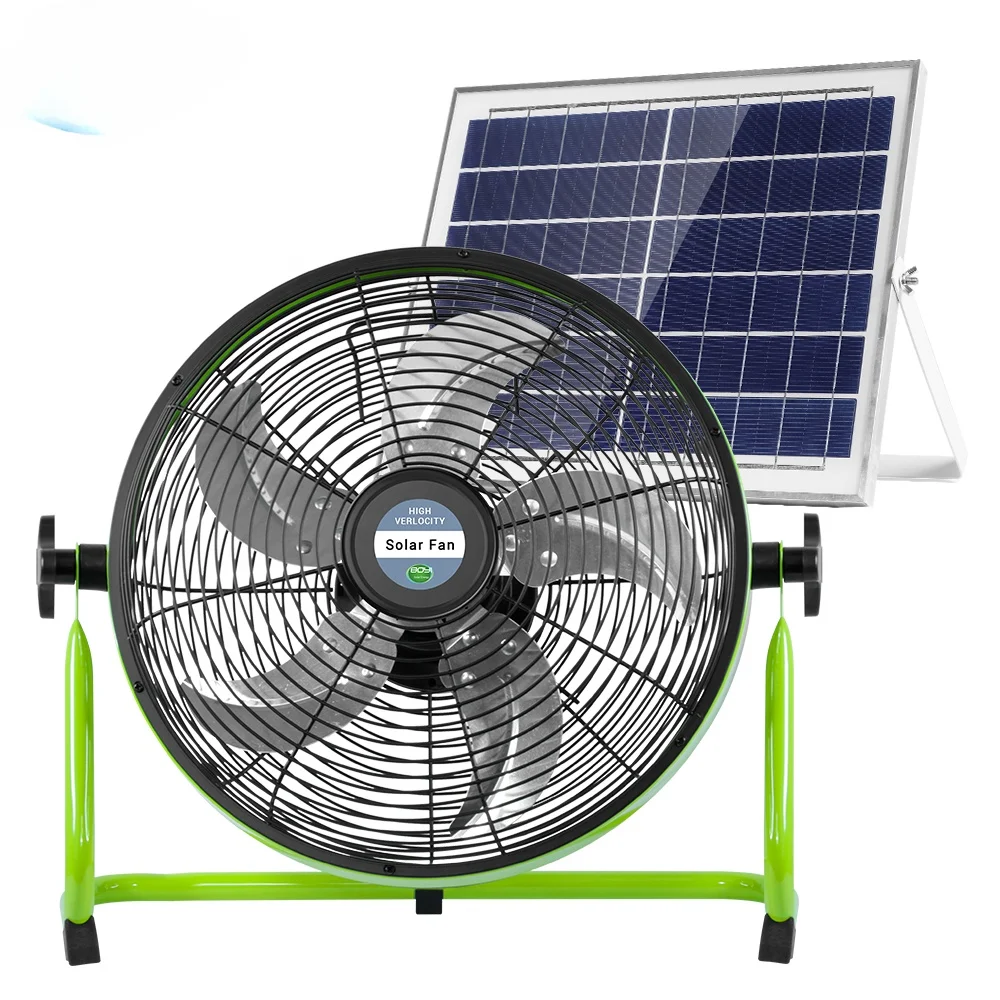 Outdoor portable solar fan adjustable rechargeable 12v dc solar 12 inch table fan