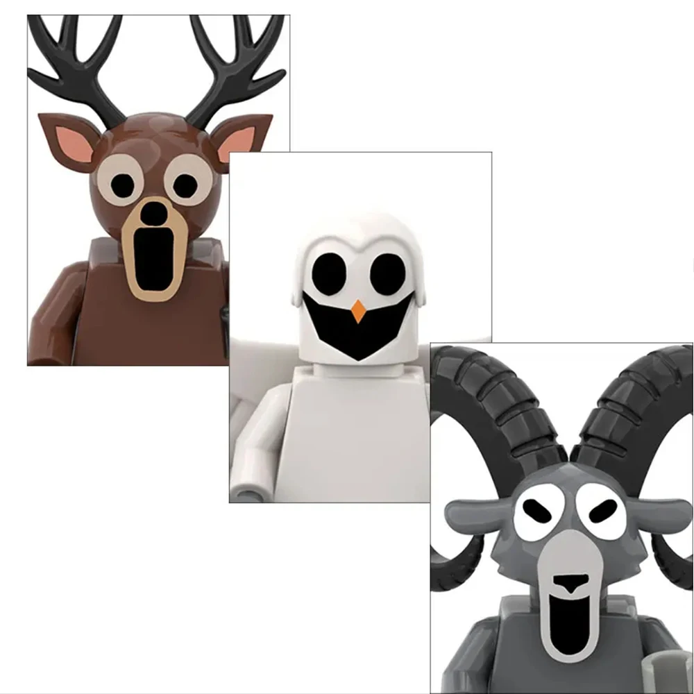 جديد 99 ليالًا في الغابة الغزلان البومة الماعز MonsterBuilding كتل مجموعة نموذج تجميعها اللبنات لعب الأطفال دمية بلاستيكية #5