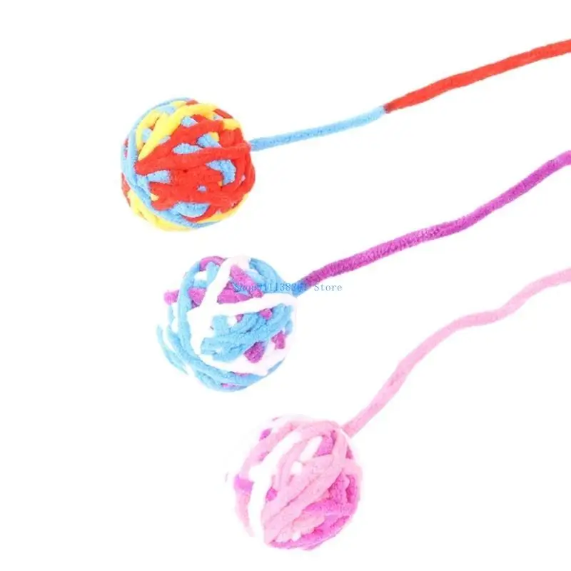 

H05E Toy Ball Knitting Woolen Ball Kitten Interactive Toy Soft Balls Plush Soft Ball for Pet Cats Kitten Indoor