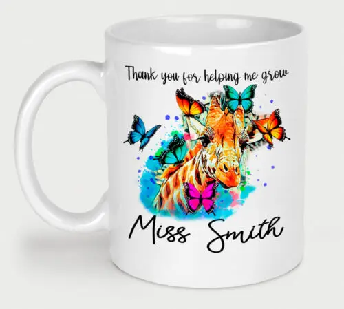 Personalised Teacher Mug End Of Term Gift Thank You For Helping Me Grow Cup